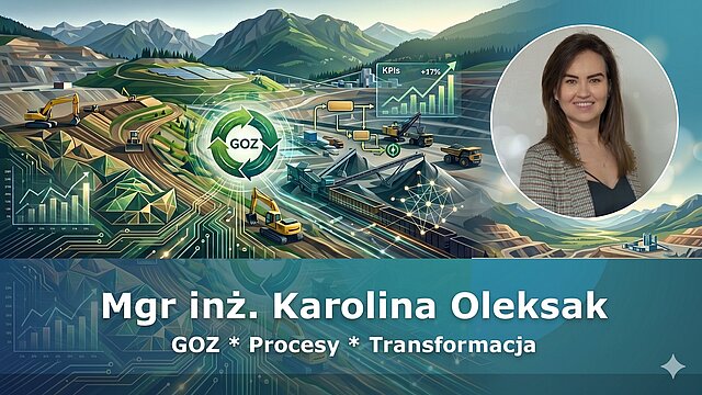 Karolina Oleksak na tle przedsiębiorstwa surowcowego